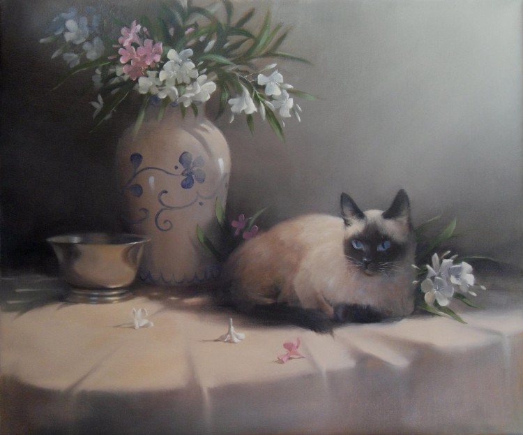 Siamese with Oleanders
