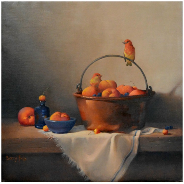 Summer Tanagers with Peaches
